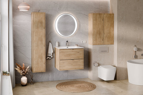 Badezimmer-Halbhochschrank Terrana Cremona Eiche 30 × 80 × 18,5 cm mit 1 Tür – Ansicht 6