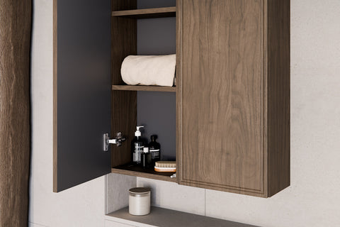 Badezimmer-Halbhochschrank Terrana Walnuss Villa 30 × 80 × 18,5 cm mit 1 Tür – Ansicht 5