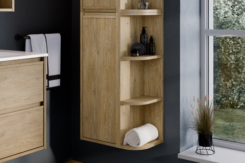 Badezimmer-Halbhochschrank Violetta Cremona Eiche 30 × 80 × 26 cm mit 1 Tür – Ansicht 5