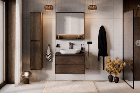 Badezimmer-Halbhochschrank Violetta Walnuss Villa 30 × 80 × 26 cm mit 1 Tür – Ansicht 6