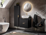Badezimmer-Hochschrank Ardena Matt Black / Graphite Inner Side 35 × 140 × 25 cm mit 1 Tür – Ansicht 5