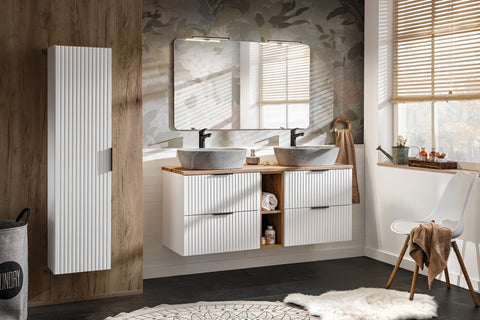 Badezimmer-Hochschrank Ardena Weiß matt 35 × 140 × 25 cm mit 1 Tür – Ansicht 4