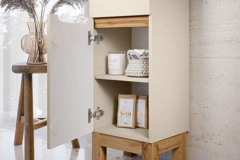 Badezimmer-Hochschrank Balvina Kaschmir matt 35 × 187 × 33 cm mit 2 Türen und 1 Schublade – Ansicht 6