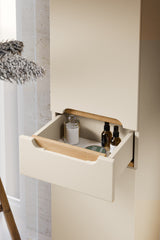 Badezimmer-Hochschrank Balvina Kaschmir matt 35 × 187 × 33 cm mit 2 Türen und 1 Schublade – Ansicht 7