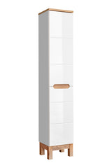 Badezimmer-Hochschrank Balvina Weiß Hochglanz 35 × 187 × 33 cm mit 2 Türen