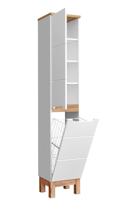 Badezimmer-Hochschrank Balvina Weiß Hochglanz 35 × 187 × 33 cm mit 2 Türen – Ansicht 3