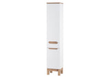 Badezimmer-Hochschrank Balvina Weiß Hochglanz 35 × 187 × 33 cm mit 2 Türen und 1 Schublade