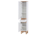 Badezimmer-Hochschrank Balvina Weiß Hochglanz 35 × 187 × 33 cm mit 2 Türen und 1 Schublade – Ansicht 3