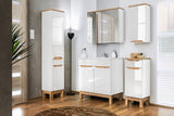 Badezimmer-Hochschrank Balvina Weiß Hochglanz 35 × 187 × 33 cm mit 2 Türen und 1 Schublade – Ansicht 4