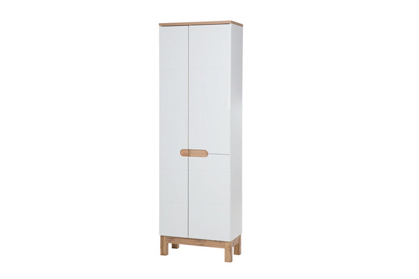 Badezimmer-Hochschrank Balvina Weiß Hochglanz 60 × 187 × 33 cm mit 3 Türen