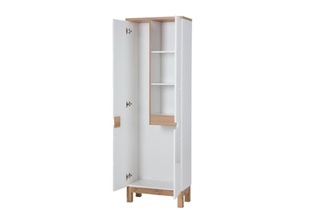 Badezimmer-Hochschrank Balvina Weiß Hochglanz 60 × 187 × 33 cm mit 3 Türen – Ansicht 3
