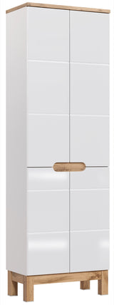 Badezimmer-Hochschrank Balvina Weiß Hochglanz 60 × 187 × 33 cm mit 4 Türen