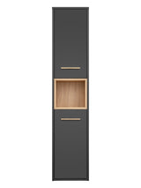 Badezimmer-Hochschrank Bornella Cosmos Grau 36 × 170 × 33 cm mit 2 Türen