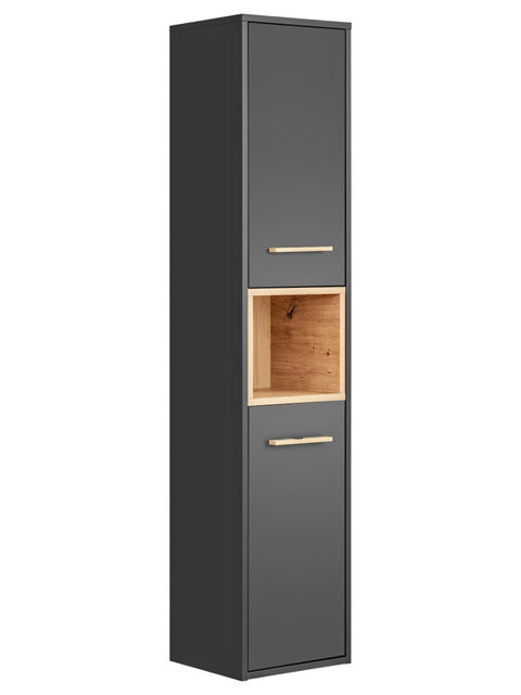 Badezimmer-Hochschrank Bornella Cosmos Grau 36 × 170 × 33 cm mit 2 Türen – Ansicht 3
