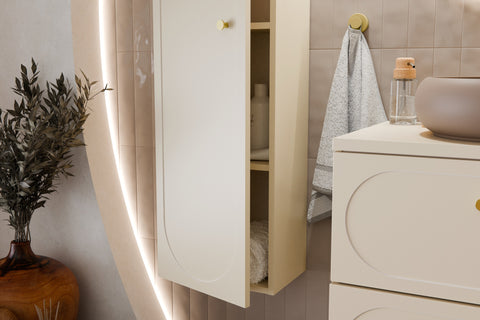 Badezimmer-Hochschrank Donessa Sand 35 × 140 × 25,2 cm mit 1 Tür – Ansicht 6