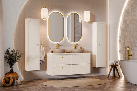 Badezimmer-Hochschrank Donessa Sand 35 × 140 × 25,2 cm mit 1 Tür – Ansicht 7