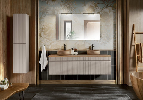 Badezimmer-Hochschrank Ikona Kaschmir matt 35 × 160 × 33 cm mit 2 Türen – Ansicht 4
