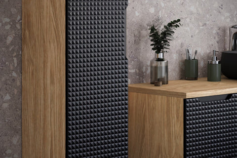 Badezimmer-Hochschrank Luxera Schwarz matt 35 × 170 × 33 cm mit 1 Tür – Ansicht 4
