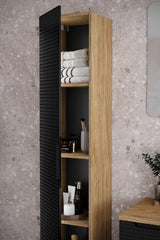 Badezimmer-Hochschrank Luxera Schwarz matt 35 × 170 × 33 cm mit 1 Tür – Ansicht 5