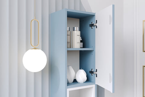 Badezimmer-Hochschrank Novira Denimblau 30 × 140 × 25 cm mit 2 Türen – Ansicht 7
