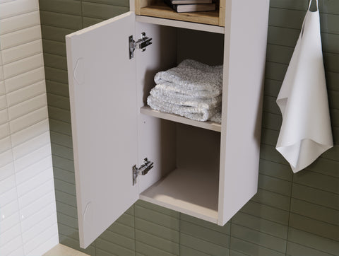 Badezimmer-Hochschrank Novira Kaschmir matt 30 × 140 × 25 cm mit 2 Türen – Ansicht 6