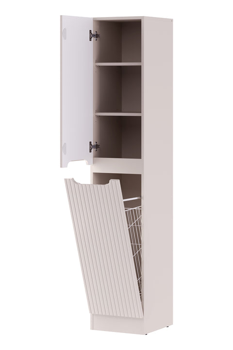 Badezimmer-Hochschrank Novira Kaschmir matt 35 × 180,5 × 39 cm mit 1 Tür, mit Wäschekorb – Ansicht 3