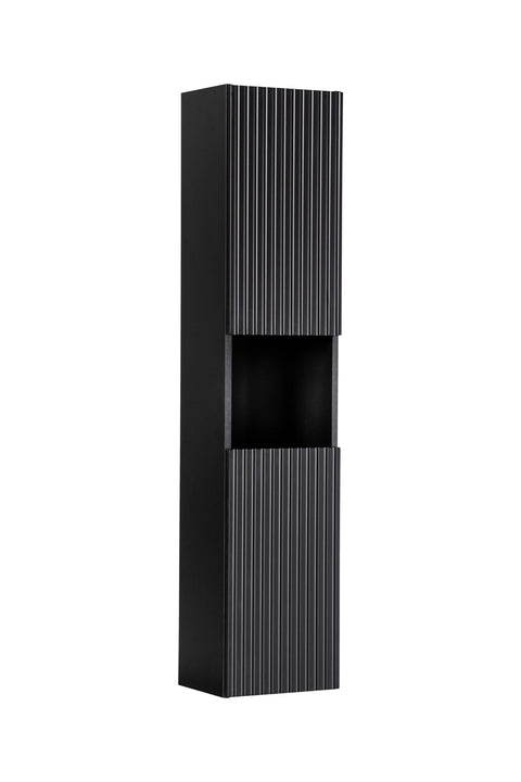 Badezimmer-Hochschrank Novira Schwarz matt 30 × 140 × 25 cm mit 2 Türen