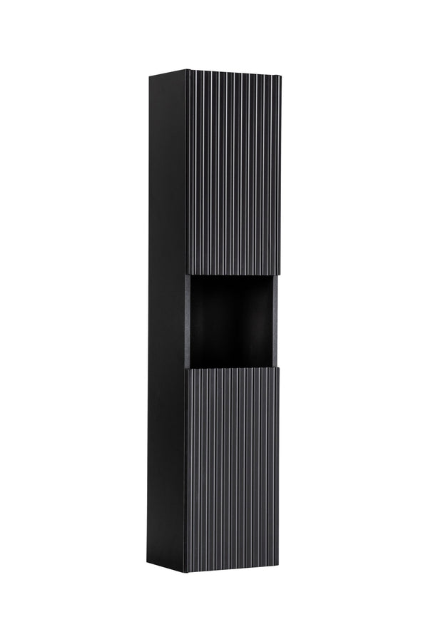 Badezimmer-Hochschrank Novira Schwarz matt 30 × 140 × 25 cm mit 2 Türen