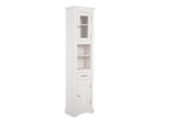 Badezimmer-Hochschrank Romanza Weiß 45 × 190 × 30 cm mit 2 Türen und 1 Schublade