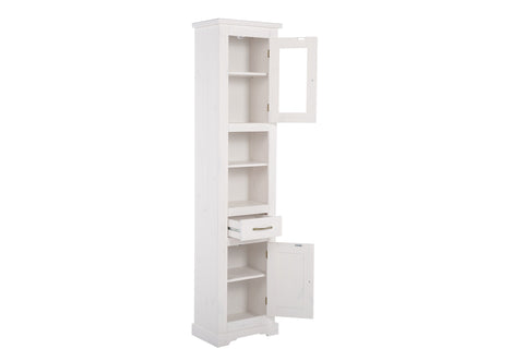 Badezimmer-Hochschrank Romanza Weiß 45 × 190 × 30 cm mit 2 Türen und 1 Schublade – Ansicht 4
