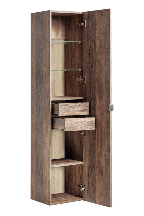 Badezimmer-Hochschrank Santora Santa Fe Vintage Eiche 35 × 160 × 33 cm mit 1 Tür und 2 Schubladen – Ansicht 3