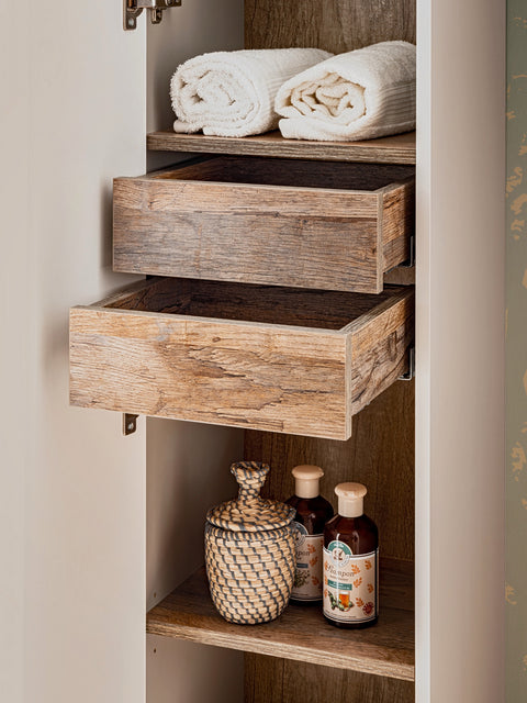 Badezimmer-Hochschrank Santora Silikongrau 35 × 160 × 33 cm mit 1 Tür und 2 Schubladen – Ansicht 4
