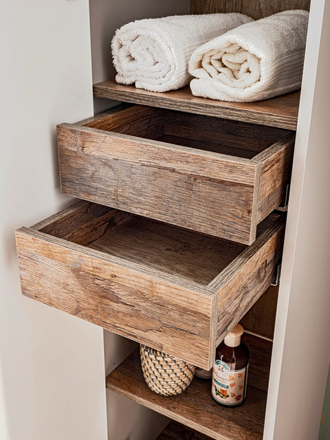 Badezimmer-Hochschrank Santora Silikongrau 35 × 160 × 33 cm mit 1 Tür und 2 Schubladen – Ansicht 5