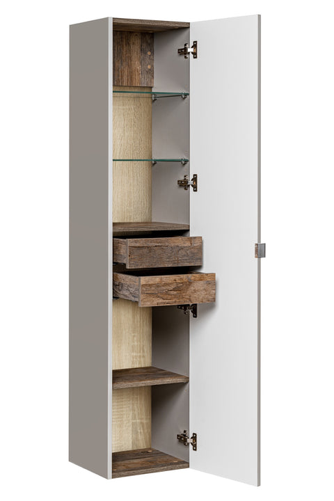Badezimmer-Hochschrank Santora Silikongrau 35 × 160 × 33 cm mit 1 Tür und 2 Schubladen – Ansicht 6