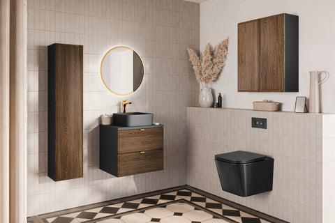 Badezimmer-Hochschrank Talvera Casella Eiche 30 × 140 × 25,5 cm mit 1 Tür – Ansicht 6
