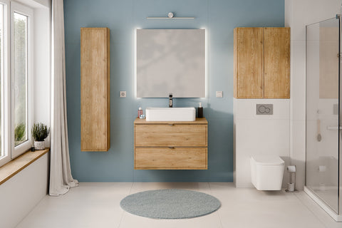 Badezimmer-Hochschrank Terrana Cremona Eiche 30 × 140 × 25 cm mit 1 Tür – Ansicht 7