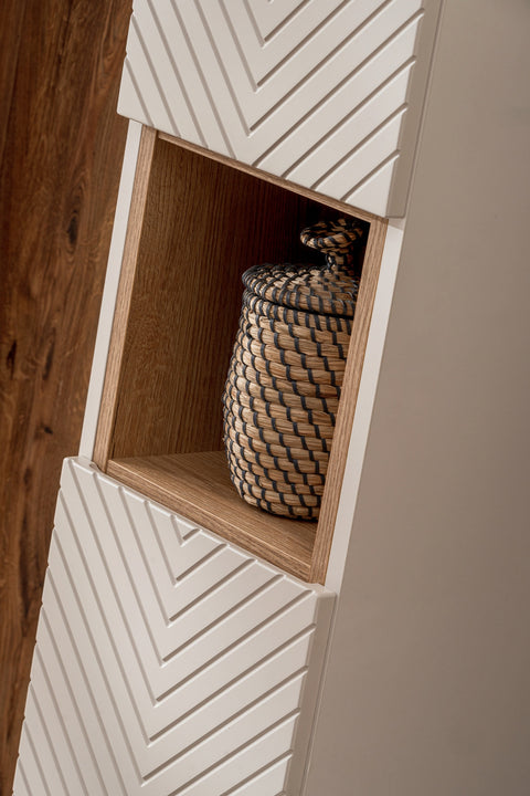 Badezimmer-Hochschrank Vivessa Kaschmir matt 30 × 140 × 25 cm mit 2 Türen – Ansicht 8