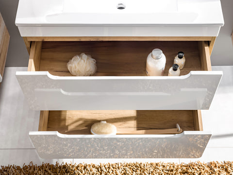Badezimmer-Oberschrank Amaris Weiß Hochglanz 35 × 35 × 22 cm mit 1 Tür – Ansicht 3