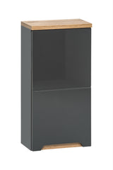 Badezimmer-Oberschrank Balvina Grau Hochglanz 35 × 70 × 20 cm mit 1 Tür – Ansicht 2
