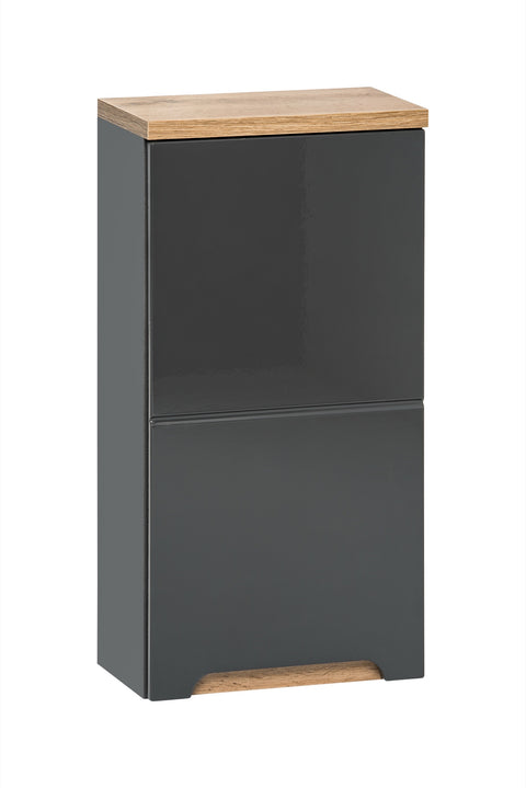 Badezimmer-Oberschrank Balvina Grau Hochglanz 35 × 70 × 20 cm mit 1 Tür – Ansicht 2