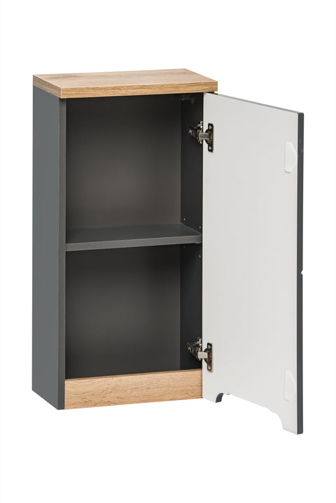 Badezimmer-Oberschrank Balvina Grau Hochglanz 35 × 70 × 20 cm mit 1 Tür – Ansicht 3