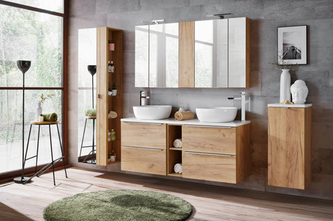 Badezimmer-Oberschrank Caprena Golden Craft Eiche 20 × 75 × 16 cm mit 1 Tür – Ansicht 3