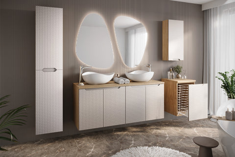 Badezimmer-Oberschrank Luxera Beige 35 × 75 × 19 cm mit 1 Tür – Ansicht 4