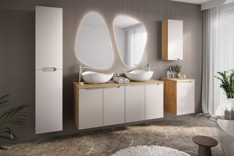 Badezimmer-Oberschrank Luxera Beige 35 × 75 × 19 cm mit 1 Tür – Ansicht 5