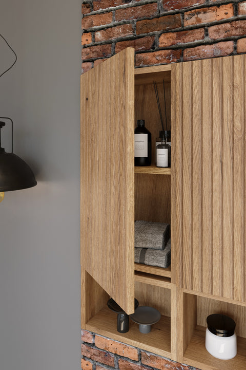 Badezimmer-Oberschrank Novira Coast Evoke Eiche 20 × 57 × 18,9 cm mit 1 Tür – Coast Evoke Eiche – Ansicht 6