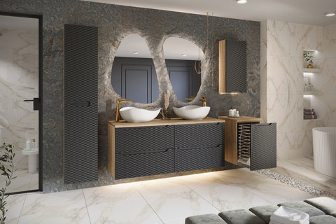 Badezimmer-Oberschrank Oceana Schwarz matt 35 × 75 × 19 cm mit 1 Tür – Ansicht 4