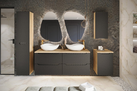 Badezimmer-Oberschrank Oceana Schwarz matt 35 × 75 × 19 cm mit 1 Tür – Ansicht 5