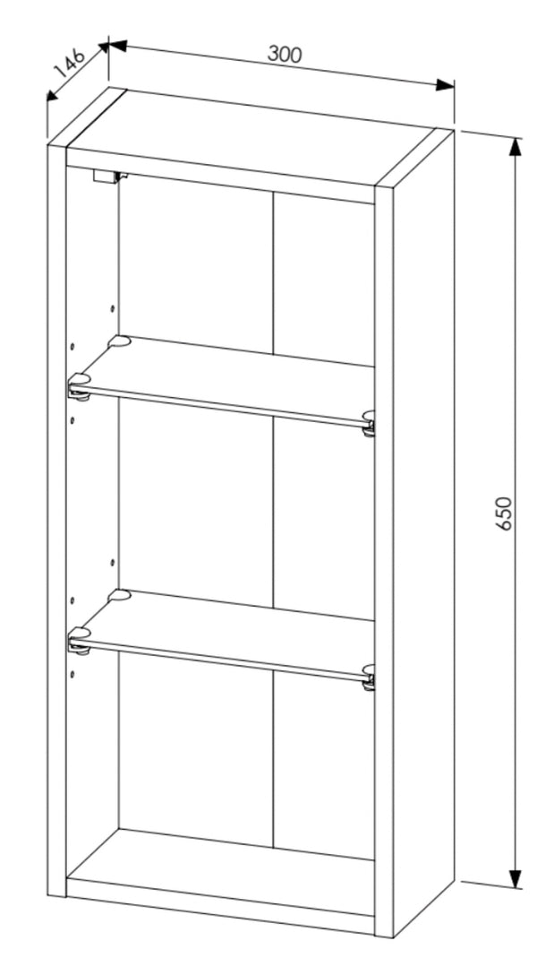 Badezimmer-Wandschrank offen Leonis Sherman Eiche 30 × 65 × 14,8 cm