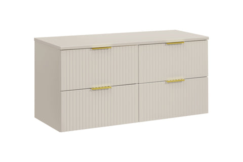 Badmöbel-Set Ardena Kaschmir 120 cm – Waschtischplatte + 2 × Waschbeckenunterschrank