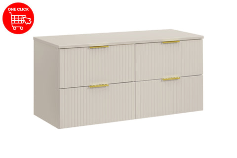 Badmöbel-Set Ardena Kaschmir 120 cm – Waschtischplatte + 2 × Waschbeckenunterschrank – Ansicht 2
